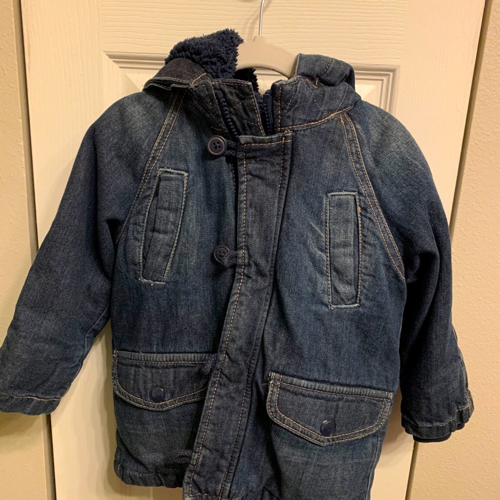 Gap little Boyd’s denim jacket with hood